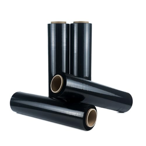 Black Stretch Wrap Film 20" x 820ft 80 Gauge Industrial Strength-4 Pack - color: Black 4 Pack
