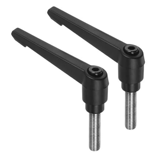 uxcell 2pcs Clamping Lever Handles, M10 x 35mm 304 Stainless Steel Threaded Male Stud, Adjustable Handles Locking Quick Release Ratchet Push Button Bolt Knobs, Black - size: M10 x 35mm