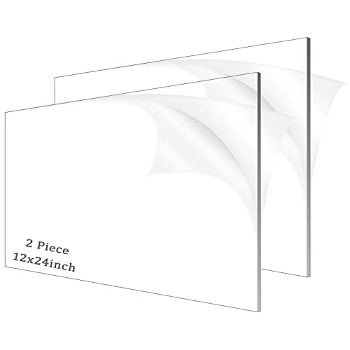 2 Pieces 1/8" Thick (3mm) Acrylic Sheets, Plexiglass Sheets, Clear Cast Plexiglass 12”x 24” with Protective Paper for Signs DIY Display Projects,Craft,Photo Frames - size: 2 piece 12'' * 24'' 3mm