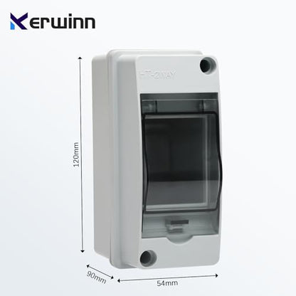 2 Way Distribution Protection Box,ABS/PC Alloy Plastic Transparent Cover Circuit Breaker Box IP66 Waterproof Distribution Box with DIN Rail and Waterproof Connector - size: HT-2