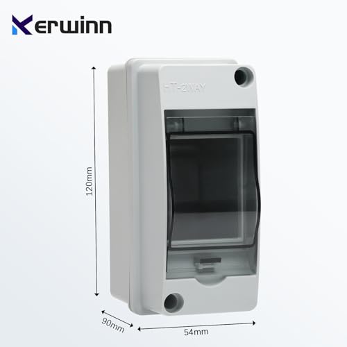 2 Way Distribution Protection Box,ABS/PC Alloy Plastic Transparent Cover Circuit Breaker Box IP66 Waterproof Distribution Box with DIN Rail and Waterproof Connector - size: HT-2