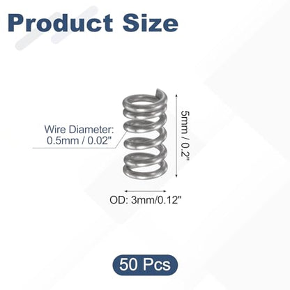 uxcell 50Pcs 304 Stainless Steel Compression Springs,0.5mmWD, 3mm ODx5mm L - size: 3mmx5mm