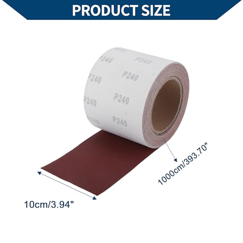 240 Grit Sandpaper Roll 4 Inch x 32.8 Feet Sandpaper Aluminum Oxide Emery Cloth Roll Sanding Paper for Wood Sanding Automotive Polishing Metal Sanding - size: 240 Grit