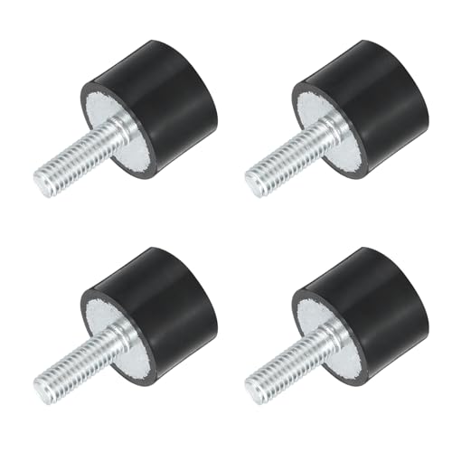 uxcell M6 Thread Rubber Mounts, Vibration Isolators, Cylindrical Shock Absorber with Studs 20 x 15mm 4pcs - size: M6x20x15mm