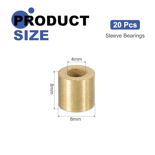 uxcell 20Pcs Sleeve Bearings, 4mm Bore x 8mm OD x 8mm Length, Self-Lubricating Sintered Bronze Bushings - size: 4mm Bore x 8mm OD x 8mm Length