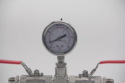 HFS(R) Vacuum Pressure Gauge -30 inHg to 150 PSI, Liquid Filled 2.5" Dial - size: -30inHg - 0 - 150PSI, style: Oil Gauge 2.5" (316SS)