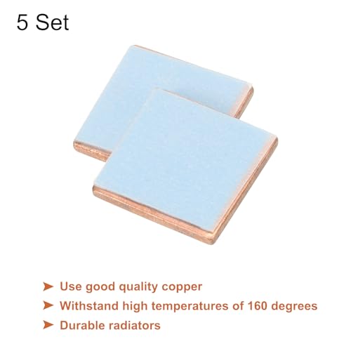 MECCANIXITY Heatsink Copper Sheet Shim, 1.5mm Thickness 15 x 15mm Pad with Thermal Conductive Adhesive Tape for Desktop Computer CPU Cooling Patch 5 Set - size: 1.5mm