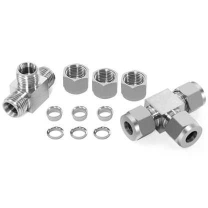 ChillWaves 304 Stainless Steel Tee Compression Tube Fitting, 1/2" OD x 1/2" OD x 1/2" OD Compression Union Connector(1-PACK) - size: 1/2" OD x 1/2" OD x 1/2" OD