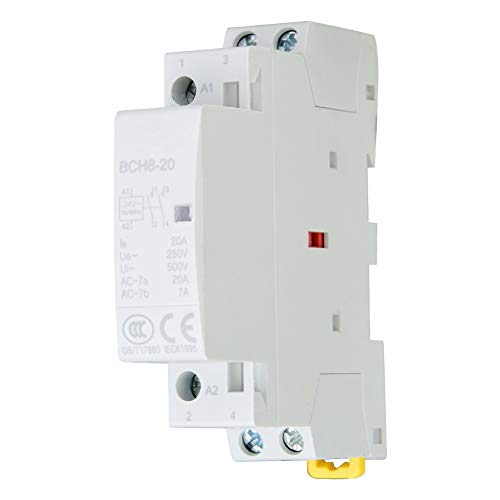 Keenso Din Rail AC Contactor, 20A 2 Pole, 1NO 1NC Contactors, 50/60Hz, 220V/230V, for Industrial Automation, Home Automation, HVAC Systems, Engineers, DIY Enthusiasts, Professionals