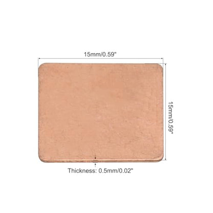 MECCANIXITY Heatsink Copper Sheet Shim, 0.5mm Thickness 15 x 15mm Pad with Thermal Conductive Adhesive Tape for Desktop Computer CPU Cooling Patch 5 Set - size: 0.5mm