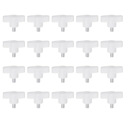 HARFINGTON 20Pcs Wing Knobs M6x14mm Male Thread Plastic Tee Stud Knobs - color: White, size: M6 x 14mm