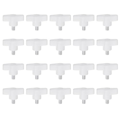 HARFINGTON 20Pcs Wing Knobs M6x14mm Male Thread Plastic Tee Stud Knobs - color: White, size: M6 x 14mm