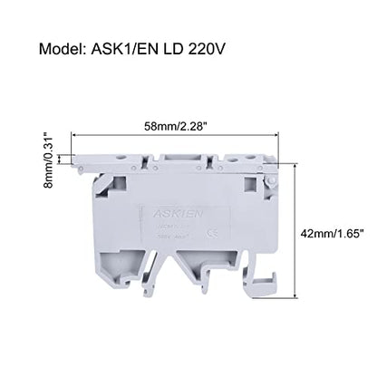 MECCANIXITY DIN Rail Mount Fuse Holder Terminal Blocks Grey ASK1/EN LD 220V Pack of 5