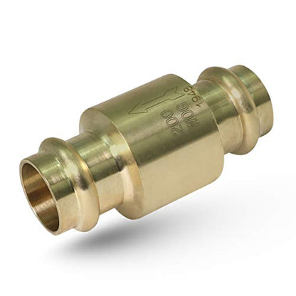 Midline Valve 372S256 Inline Spring Loaded Check Valve, Backflow Prevention Lead-Free, 3/4 in. Press Connections, Cast Brass - size: 3/4 in., style: Single Pack