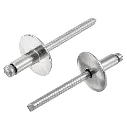 uxcell 50Pcs 3/16"x3/8" 304 Stainless Steel Large Flange Round Head Rivets, Large Cap Open End Blind Rivets for construction, automotive manufacturing, aerospace, shipbuilding (Silver) - size: 3/16"x3/8"