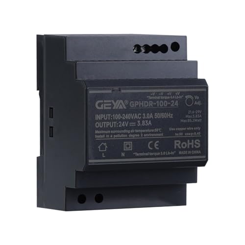 Ultra Slim Step-Shape 4SU DIN Rail Power Supply, 24V 3.83A 92W GPHDR-100-24 for Industrial Automation, Communication Base Stations, Data Centers and Medical Equipment - size: 92W-24VDC-3.83A