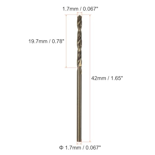 HARFINGTON 10pcs Cobalt Jobber Drill Bits 1.7mm / 0.067" M35 High Speed Steel HSS Twist Drilling Bit Tool for Stainless Steel Copper Wood Plastic and Other Hard Materials - size: 1.7mm