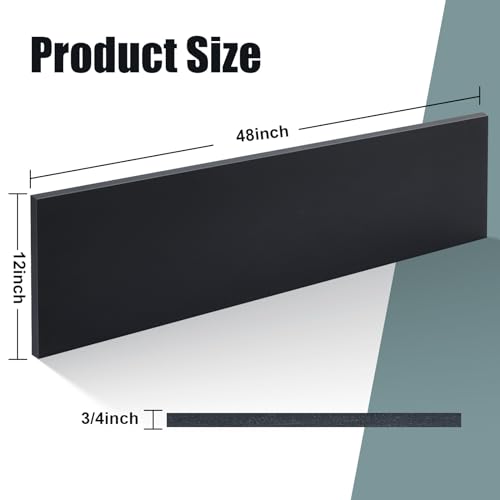 Frienda Black HDPE Sheet 3/4" Thick, 12" x 48" Plastic Marine Board
