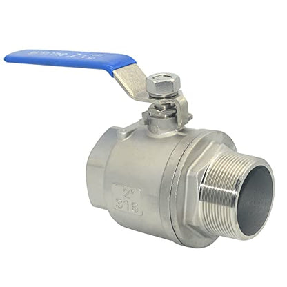 1Pcs 2 Inches Ball Valve - Full Port Heavy Duty Male NPT (MNPT) X Female NPT (FNPT) Thread with Long Handle Switch,Stainless Steel 304 for Water, Oil, and Gas,1000WOG - size: 2 Inch