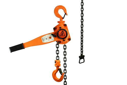 GORILA Manual Lever Hoist 360° | Manual Ratchet Chain Puller Hoist | 3300LBS - 10FT (1,5 Ton - 3 Meters) | Safety Factor 4:1 | Since 1989 - size: 3300lbs - 10ft / 1,5t - 3m