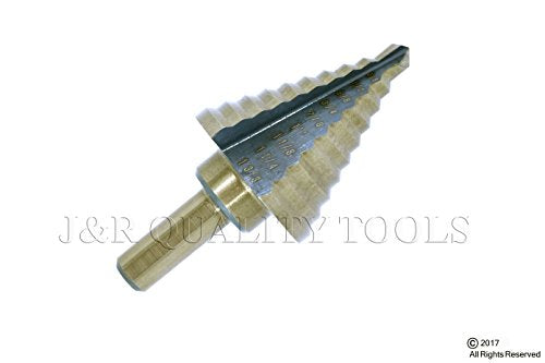 VCT Titanium Step Drill Bit – 10 Sizes from 1/4" to 1-3/8" High-Speed Steel Straight Flute 3/8" Shank for Sheet Metal, Plastic, Wood Precision Drilling Tool
