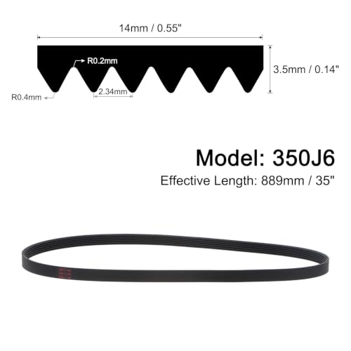 uxcell 350J6 PJ V-Ribbed Belt 6 Ribs 35" L x 0.55" W, EPDM Poly V Belt - size: 350J6