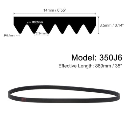 uxcell 350J6 PJ V-Ribbed Belt 6 Ribs 35" L x 0.55" W, EPDM Poly V Belt - size: 350J6