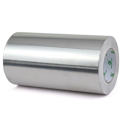 BOMEI PACK Aluminum Foil Duct Tape Heavy Duty Waterproof, 10 inch x 50 Yds Premium Silver Metal HVAC Heat Tapes, High Temperature, Dryer Vent Insulation Tape for Ductwork, 3.1 Mil Thick - size: 250mm
