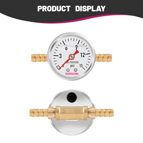 0-15psi Glycerin Filled Fuel Pressure Gauge Kit, - size: 0-15psi, style: Back Mount(T-Fitting Adapter)