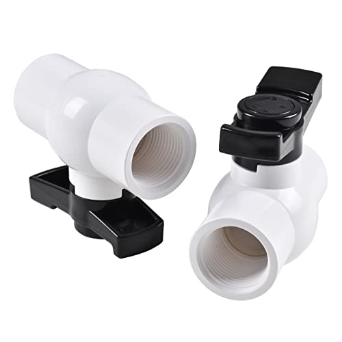 1-1/4" PVC Ball Valve (2-Pack), Shut-Off Ball Valve Threaded (NPT) with Easy to rotate and Excellent Handle, Rated at 150 PSI, (1 1/4 inch NPT) - size: 1-1/4 Inch