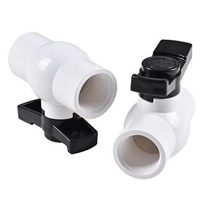 1-1/4" PVC Ball Valve (2-Pack), Shut-Off Ball Valve Threaded (NPT) with Easy to rotate and Excellent Handle, Rated at 150 PSI, (1 1/4 inch NPT) - size: 1-1/4 Inch