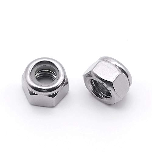 3/8"-16 Nylon Lock Nuts, 304 Stainless Steel (18-8) Hex Insert Locknuts, UNC Coarse Thread, Anti Vibration Nuts for Heavy Duty Projects, 50 Pack - size: 3/8"-16