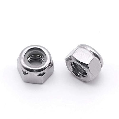 3/8"-16 Nylon Lock Nuts, 304 Stainless Steel (18-8) Hex Insert Locknuts, UNC Coarse Thread, Anti Vibration Nuts for Heavy Duty Projects, 50 Pack - size: 3/8"-16
