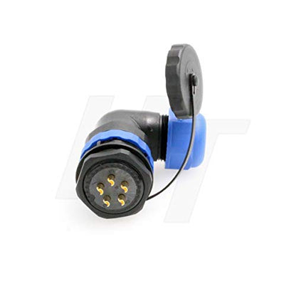 HangTon HE29 5 Pin Waterproof Connector Angled Plastic Threaded Outdoor Industrial Electrical Power 25Amp Circular Male Female Wire Cable Plug + Panel Socket (5 pin) - size: 5 pin