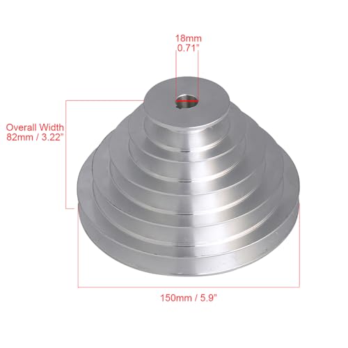5 Stepped Pulley 18mm Bore | Aluminum Cone Pulley | 5mm Keywayed - size: 18MM BORE
