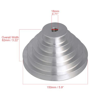 5 Stepped Pulley 18mm Bore | Aluminum Cone Pulley | 5mm Keywayed - size: 18MM BORE