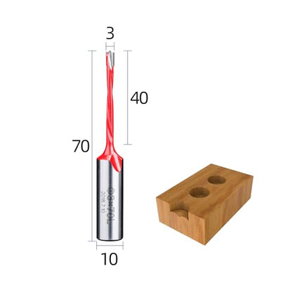 HUHAO 3mm Carbide Tipped Brad Point Boring Bit, Left Hand Dowel Drill Bits - size: 3mm Dia x 70mm Long x 10mm Shank L