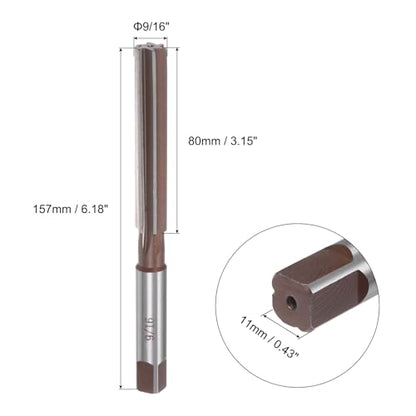 uxcell 9/16" Hand Reamer H8 Accuracy Alloy Tool Steel 6 Flutes Straight Shank Milling Cutter Tool - size: 9/16"