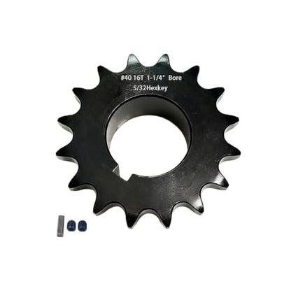 #40 Sprocket 16T 1-1/4" Bore Hardened Black Oxide - size: 16 teeth, style: 1-1/4" in bore