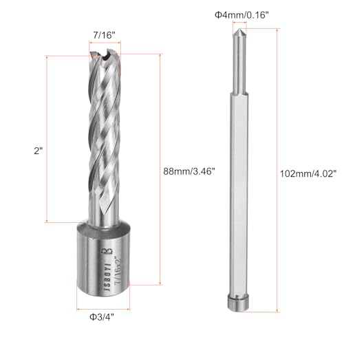 HARFINGTON Annular Cutter 7/16" Cutting Diameter Shank 3/4" with 2" Depth of Locating Pin M2 High-Speed Steel Drill Bit Annular Cutter for Standard Magnetic Drills Machine Tools Mills - size: 7/16 inch * 2 inch