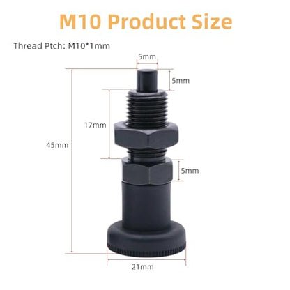 Push Fit Ball Nose Spring Plunger, Carbon Steel Retractable Spring Plunger Return Knob Plunger Spring Loaded Plunger Spring Plunger Pin Non Lock Out Indexing Plunger Pull Knob Spring Pin (M10) - size: M10