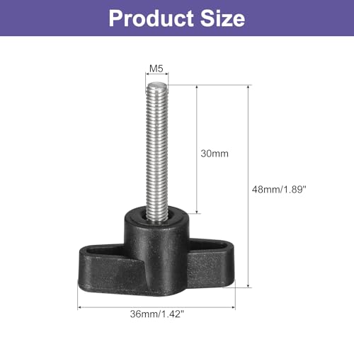 uxcell 5Pcs Clamping Screw Knob, M5 x 30mm Metric 304 Stainless Steel T Shaped Thumb Screws Handle for Quick Remove Hand Tightening Knob Replacement - size: M5 x 30mm