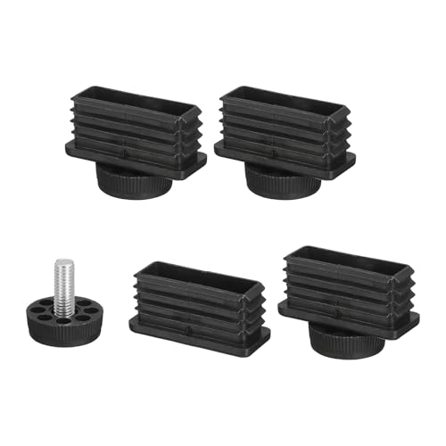 uxcell 4 Set Leveling Feet, 20x50mm Plastic Adjustable Furniture Leg Leveling Rectangle Tube Insert Screw-in Glide Levelers Fit Hole 20mm for Table Chair Furniture, Black - size: 20x50mm