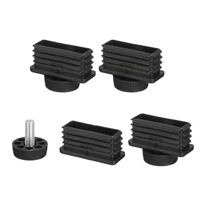uxcell 4 Set Leveling Feet, 20x50mm Plastic Adjustable Furniture Leg Leveling Rectangle Tube Insert Screw-in Glide Levelers Fit Hole 20mm for Table Chair Furniture, Black - size: 20x50mm