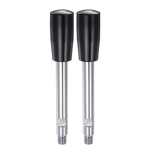 HARFINGTON 2pcs Clamping Handles M12 Thread 160mm (6.3") Length Chrome Plated Revolving Crank Handle Grip Handwheel Screw Stem for Lathe Machine - color: Black, size: M12 x 160mm