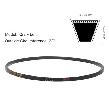 uxcell 2pcs K22 Rubber V Belt, K Section V-Belt 22" Outside Circumference x 0.315" Width x 0.236" Thick, Industrial Power Transmission Belt - size: K22