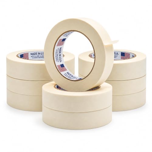 WOD Utility Grade General Purpose Masking Tape, 1 inch x 60 yds (Pack of 9) Great for Home or Office, Painting, or Labeling, Adhesive Leaves no Residue - size: 1 inch - Pack of 9
