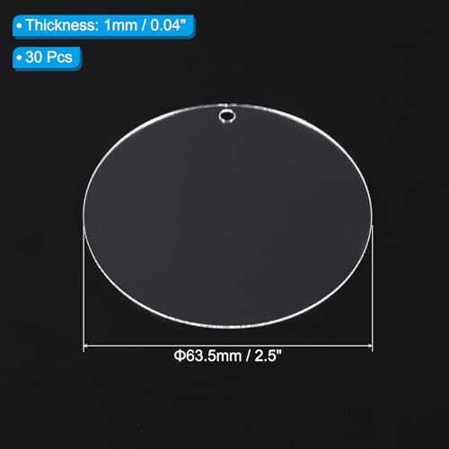 PATIKIL 2.5" Dia. Acrylic Circles, 30 Pack Round Clear Plastic Sheet Ornament Cake Disk Transparent Blank Sign Decoration for Crafting Painting DIY Christmas - size: 2.5"