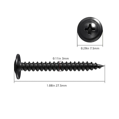 Wensilon（400 pcs）#4×1" Phillips Truss Head Wood Screws Black Galvanizing Quick Metal Self Tapping. - color: Black, size: #4×1"