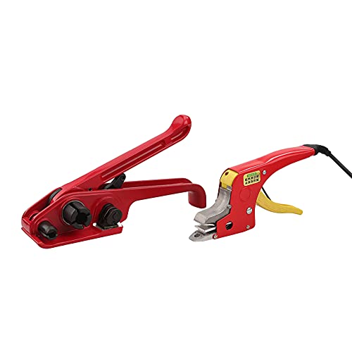 Poly Strapping Tensioner & Hot Meltting Strapping Sealer for Ploypropylene Strap 1/2 to 5/8" Buckle-Free Electrical Strapping Tools - color: red tensioner + electrical sealer tools